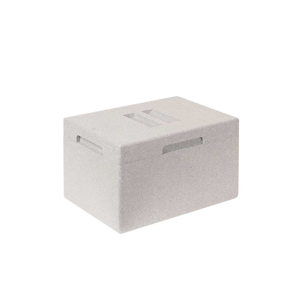 3x 2 EPS-Thermoboxen im Stapelkorb mit Deckel, LxBxH 600x400x240 mm, roter Korb, grauer Deckel
