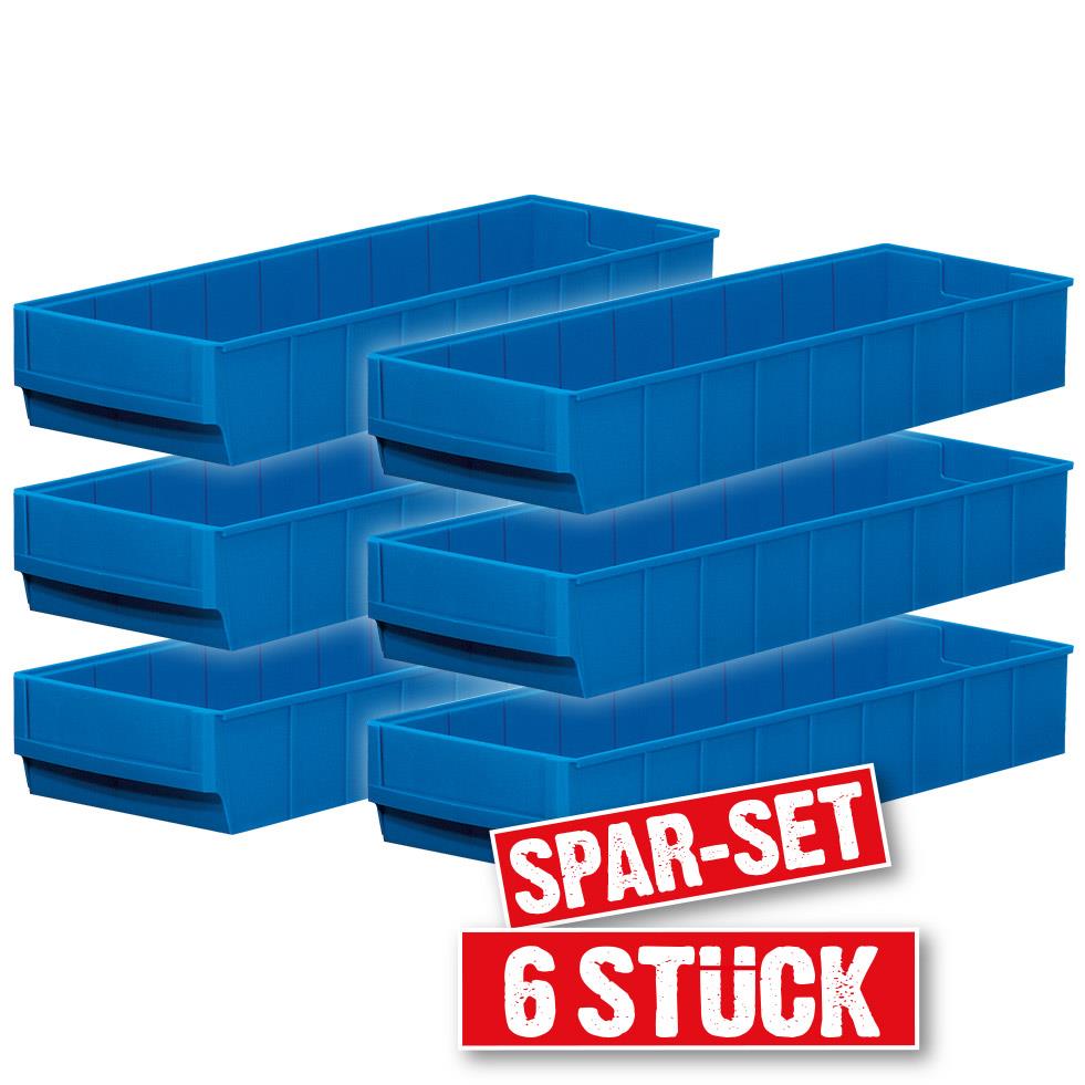 Regalkasten-Set "Profi", 6-teilig, blau, LxBxH 500x183x81 mm, Polypropylen-Kunststoff (PP)