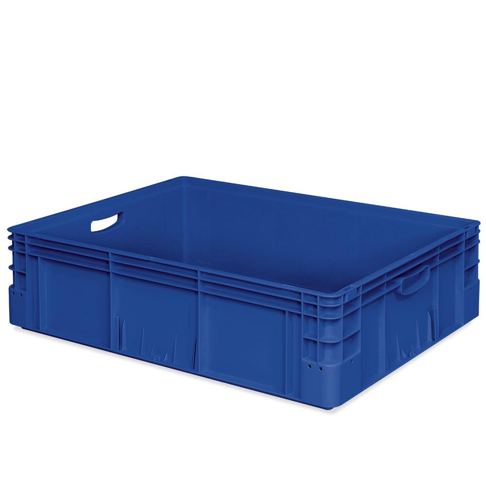 20 Schwerlastbehälter, geschlossen, LxBxH 800x600x220 mm, 82 Liter, 2 Durchfassgriffe, blau