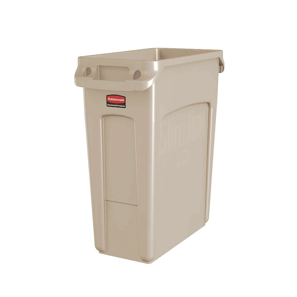 Abfallbehälter "Slim Jim" mit Lüftungskanälen, 60 Liter, beige