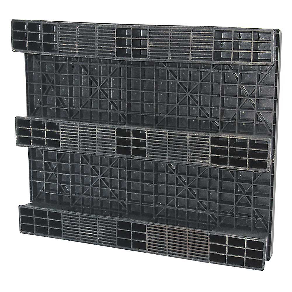 Kunststoffpalette im Euromaß mit 3 Kufen, LxBxH 1200x1000x150 mm, geschlossene Deckfläche, schwarz, Mindestabnahmemenge = 3 Stück