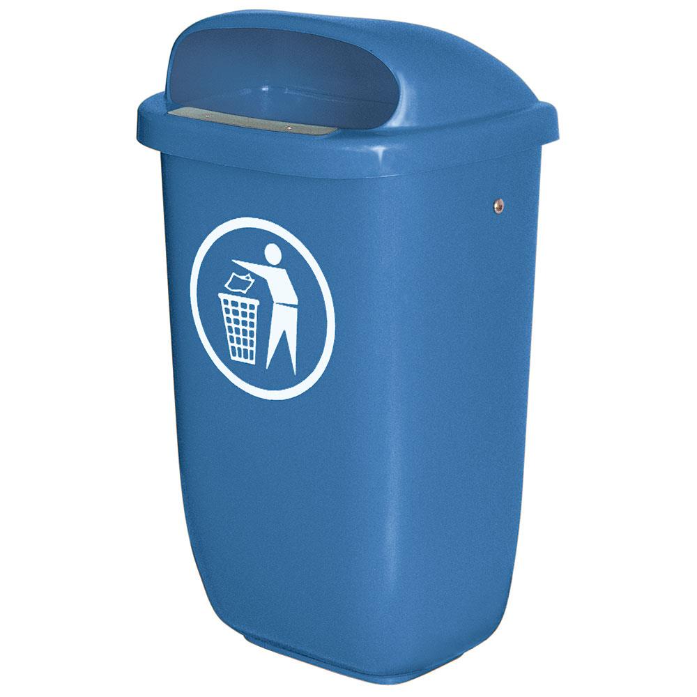 Abfallbehälter nach DIN 30713, 50 Liter, blau, BxTxH 430x330x745 mm, Polyethylen-Kunststoff (PE-HD)
