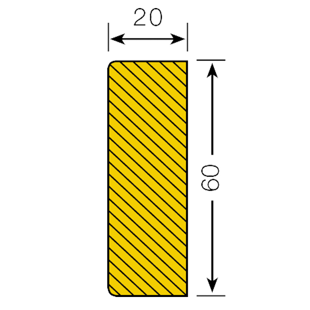 Flächenschutz Rechteck, selbstklebend, Profil 60x20 mm, Länge: 1000 mm, Farbe gelb/schwarz