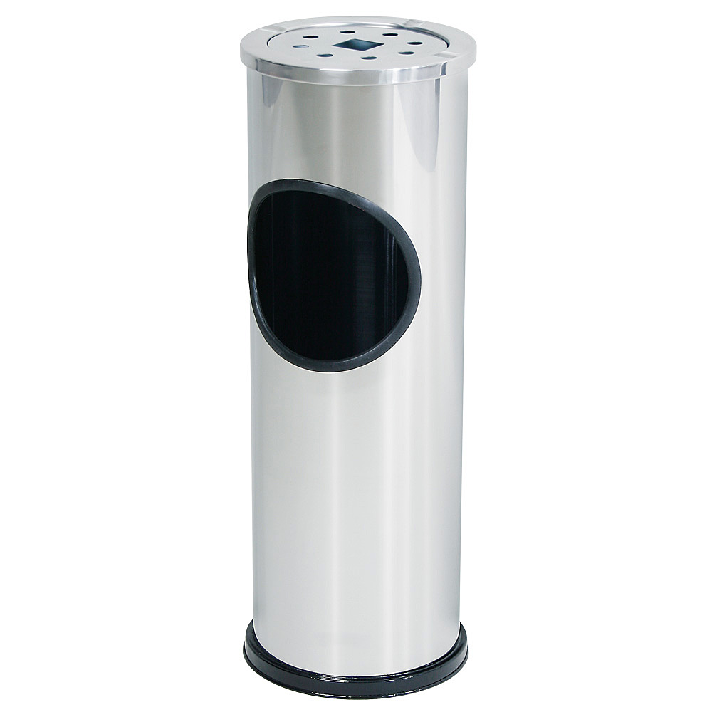 Abfallbehälter 10 Liter mit Ascher, Edelstahl, Ø 145 mm, H 565 mm, herausnehmbarer Ascher