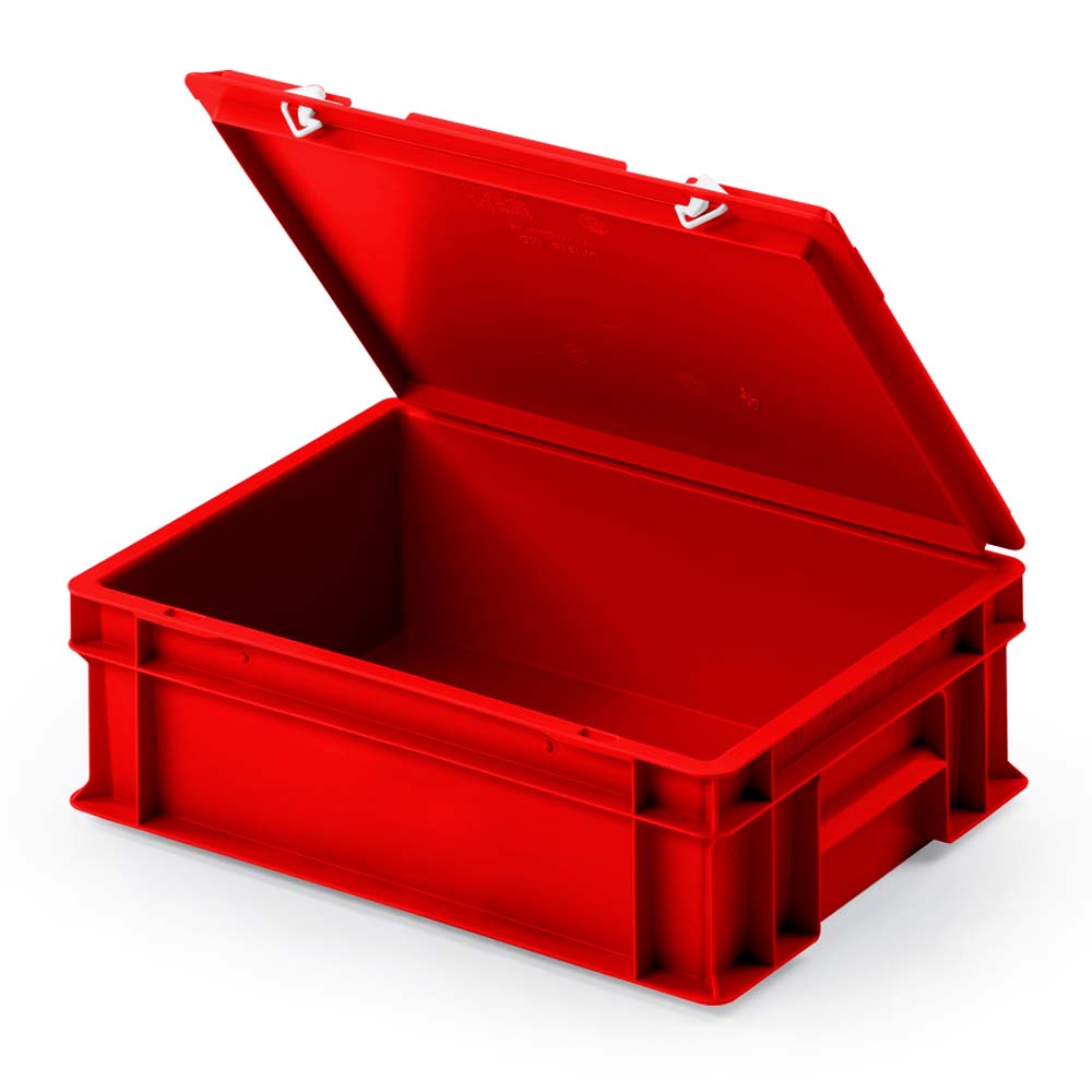 Euro-Deckelbehälter aus PP, LxBxH 400x300x130 mm, rot