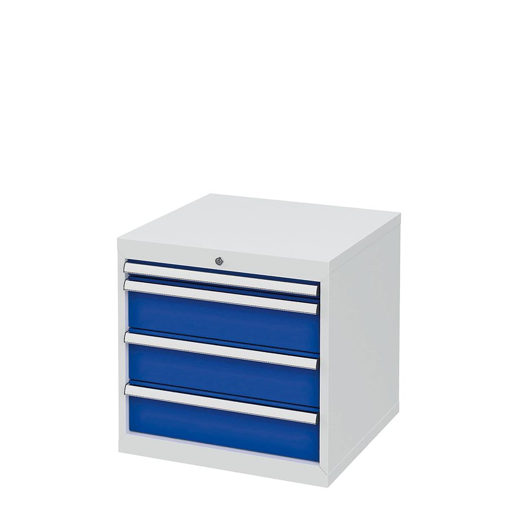 System-Schubladenschrank mit 4 Schubladen, BxTxH 600x575x620 mm, lichtgrau/enzianblau
