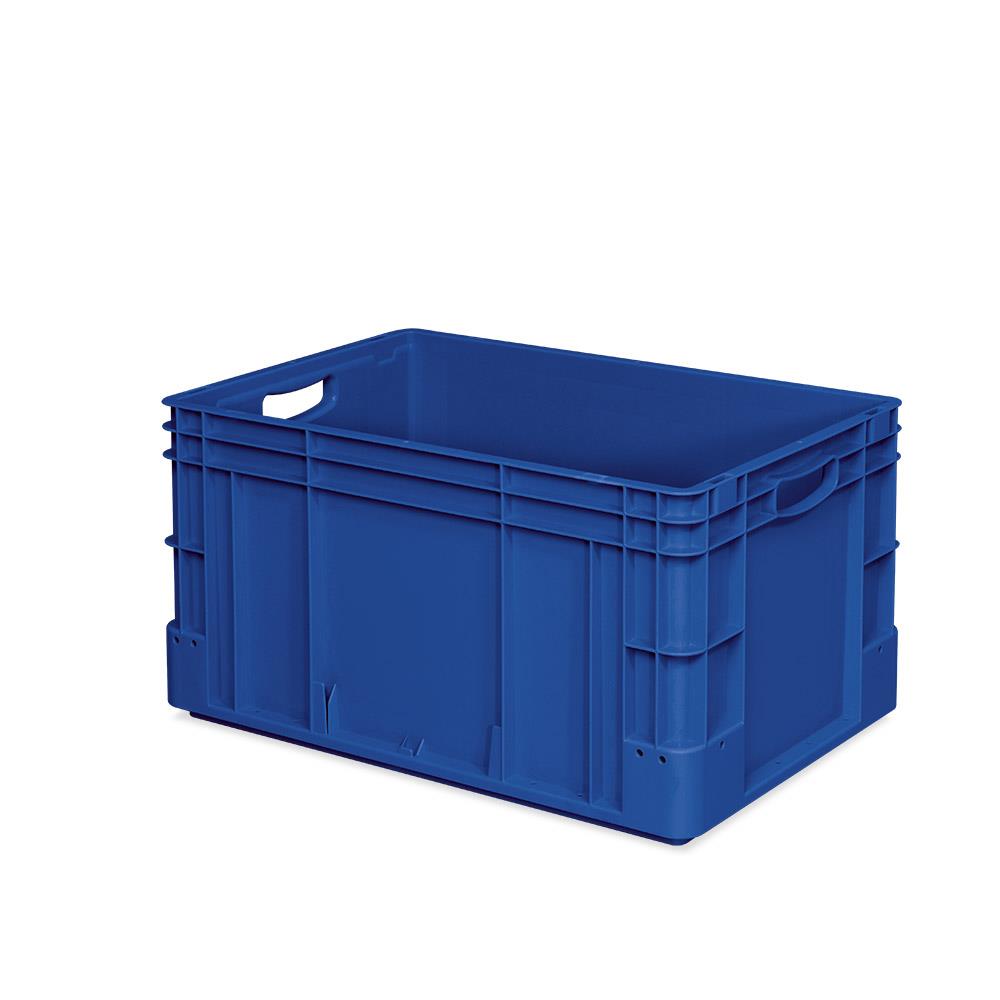 40 Schwerlastbehälter, geschlossen, LxBxH 600x400x320 mm, 64 Liter, 2 Durchfassgriffe, blau