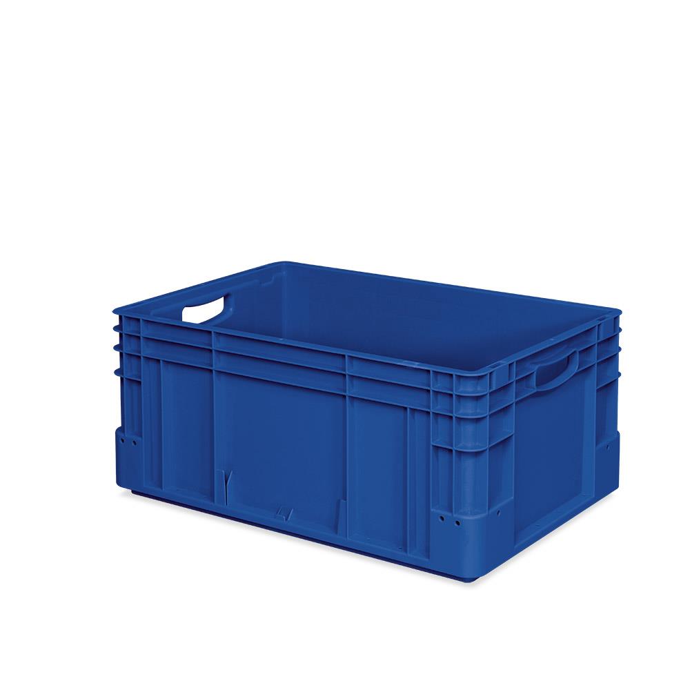 32 Schwerlastbehälter, geschlossen, LxBxH 600x400x270 mm, 54 Liter, 2 Durchfassgriffe, blau