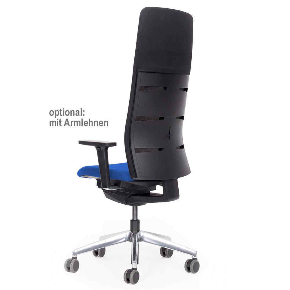 Bürodrehstuhl "Agilis Matrix MT14" mit Nackenkissen, Netzrücken schwarz, Sitzpolster blau, belastbar bis 120 kg