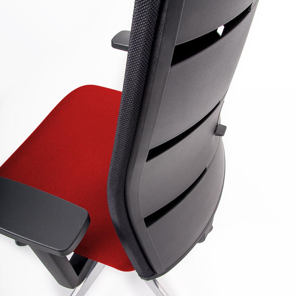 Bürodrehstuhl "Agilis Matrix MT14" mit Nackenkissen, Netzrücken schwarz, Sitzpolster rot, belastbar bis 120 kg