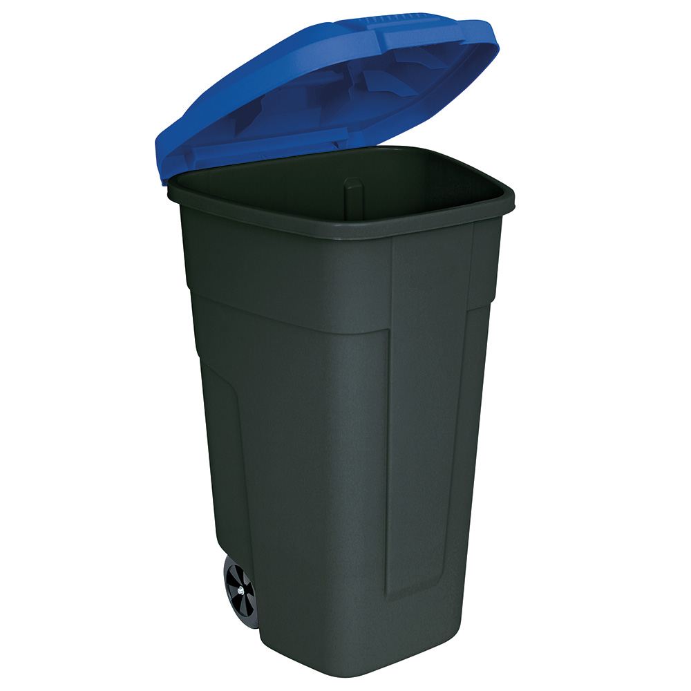 Fahrbare Tonne - 100 Liter, BxTxH 510x550x850 mm, anthrazit/blau