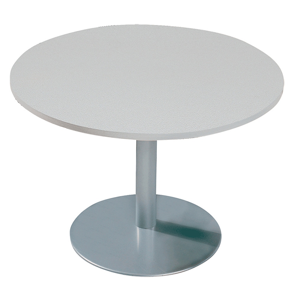 Konferenztisch mit Säulenfuß, alusilber, Platte Office-grau, Ø 1000 mm, Höhe 720 mm