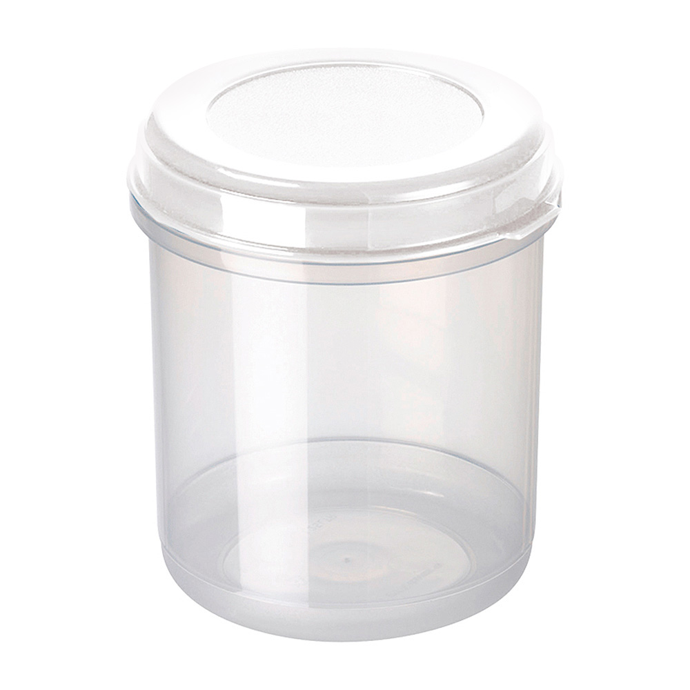Lebensmitteldose, 1,25 Liter, ØxH 120x155 mm, Dose glasklar, Deckel weiß