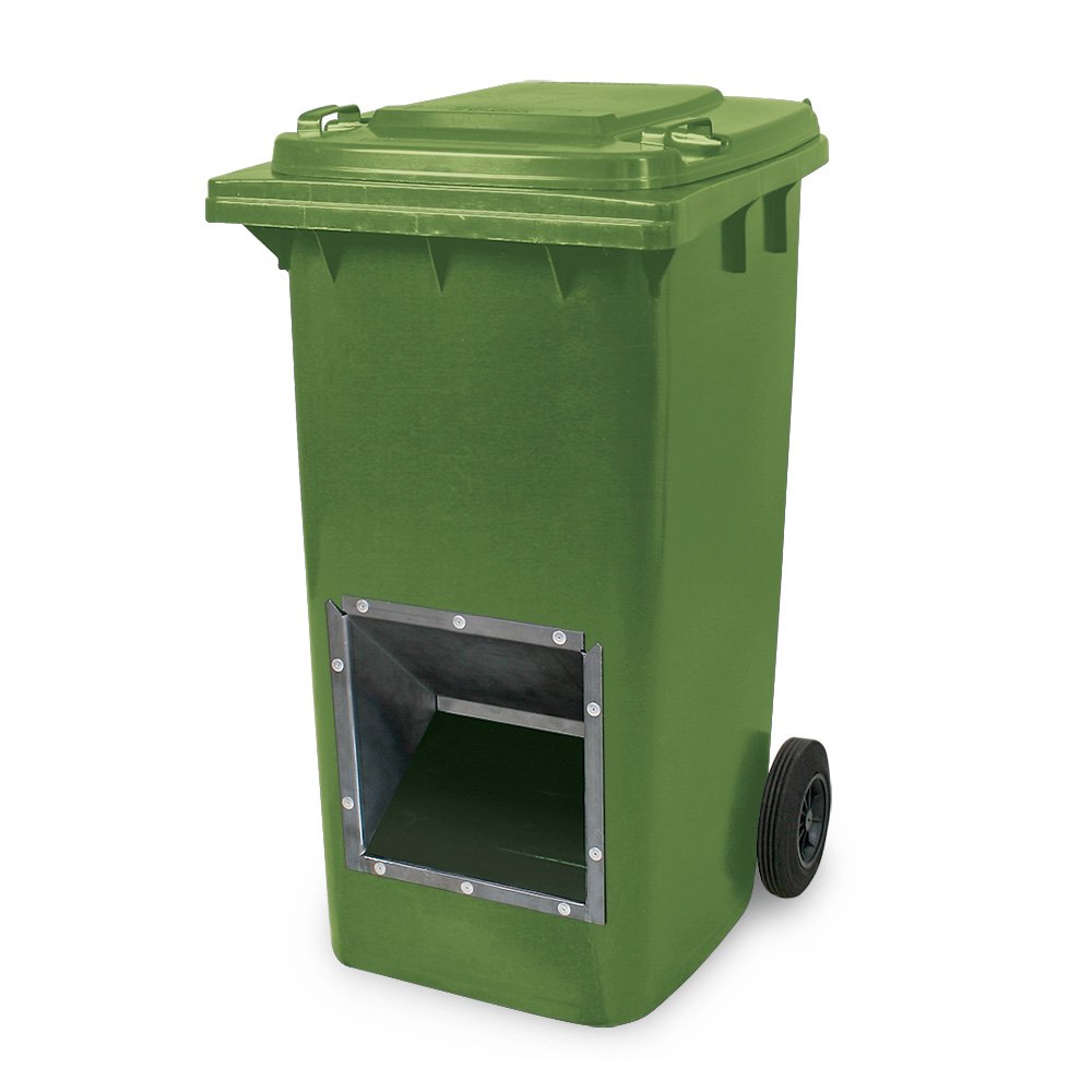 Streugutbehälter mit Entnahmeöffnung, 240 Liter, grün, BxTxH 580x730x1075 mm 