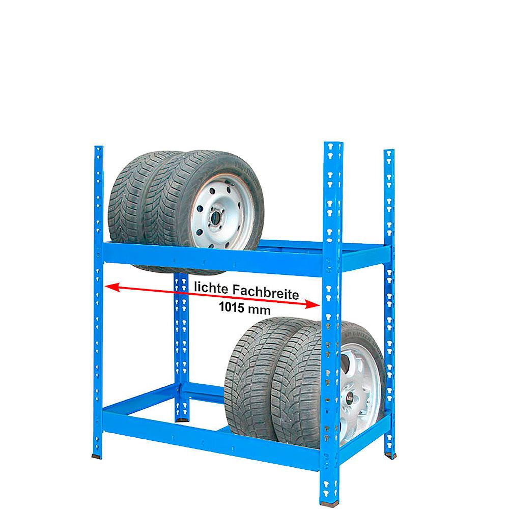 Reifen-Steckregal, 2 Regalebenen, Stecksystem, BxTxH 1100x500x1200 mm, geeignet für Reifen bis Ø 680 mm