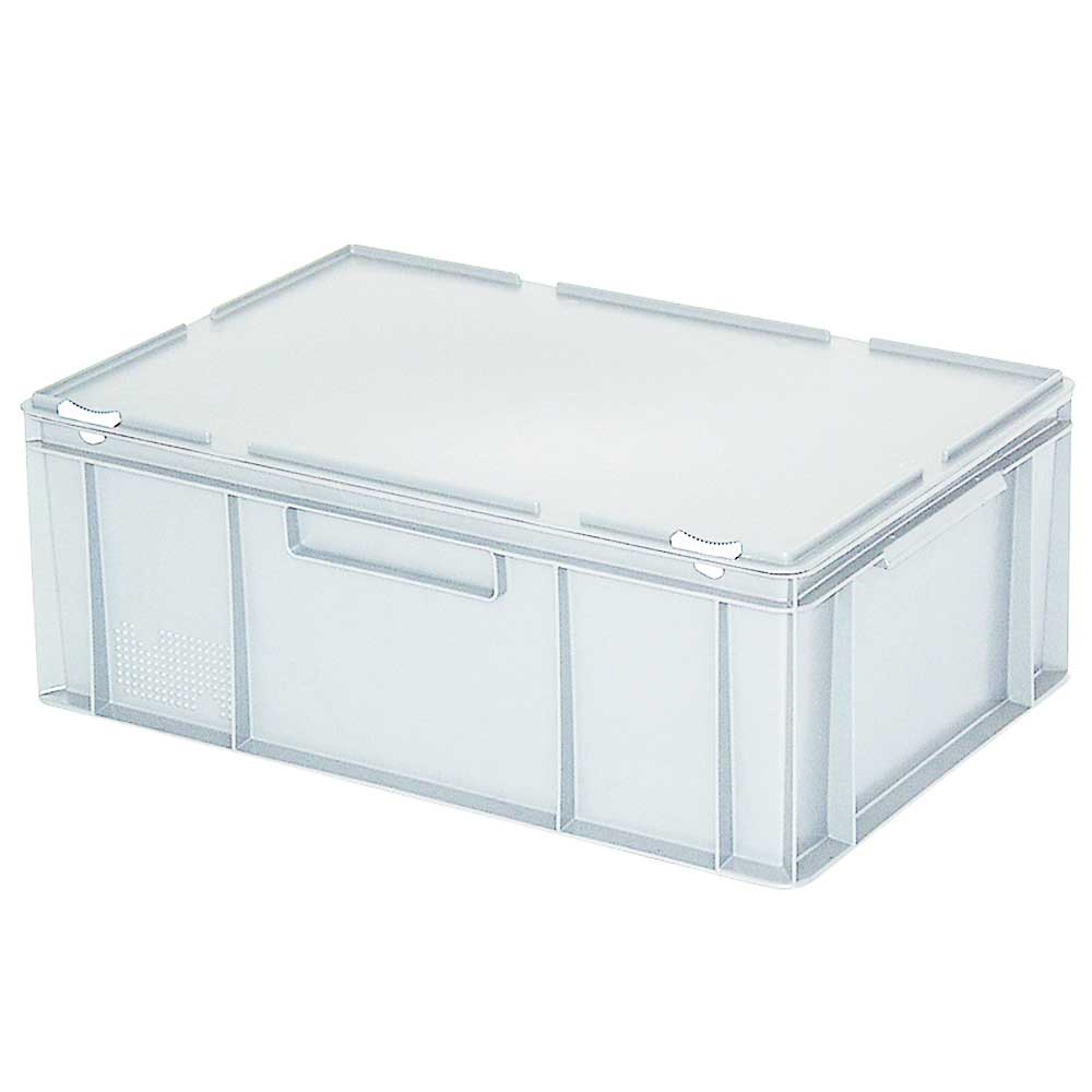 Euro-Aufbewahrungsbox mit Deckel, LxBxH 600x400x230 mm, 43 Liter, weiß