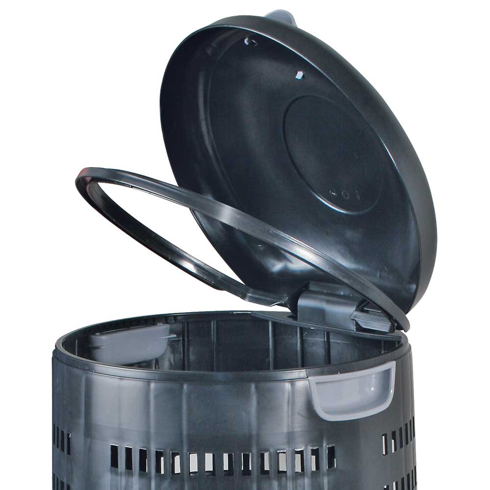 Korb-Abfallsammler mit Klappdeckel, mit Klemmring für 120 Liter Säcke, Ø390/520 mm, Höhe 880 mm