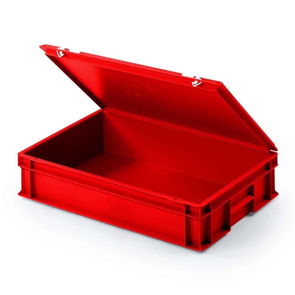Euro-Deckelbehälter aus PP, LxBxH 600x400x130 mm, rot