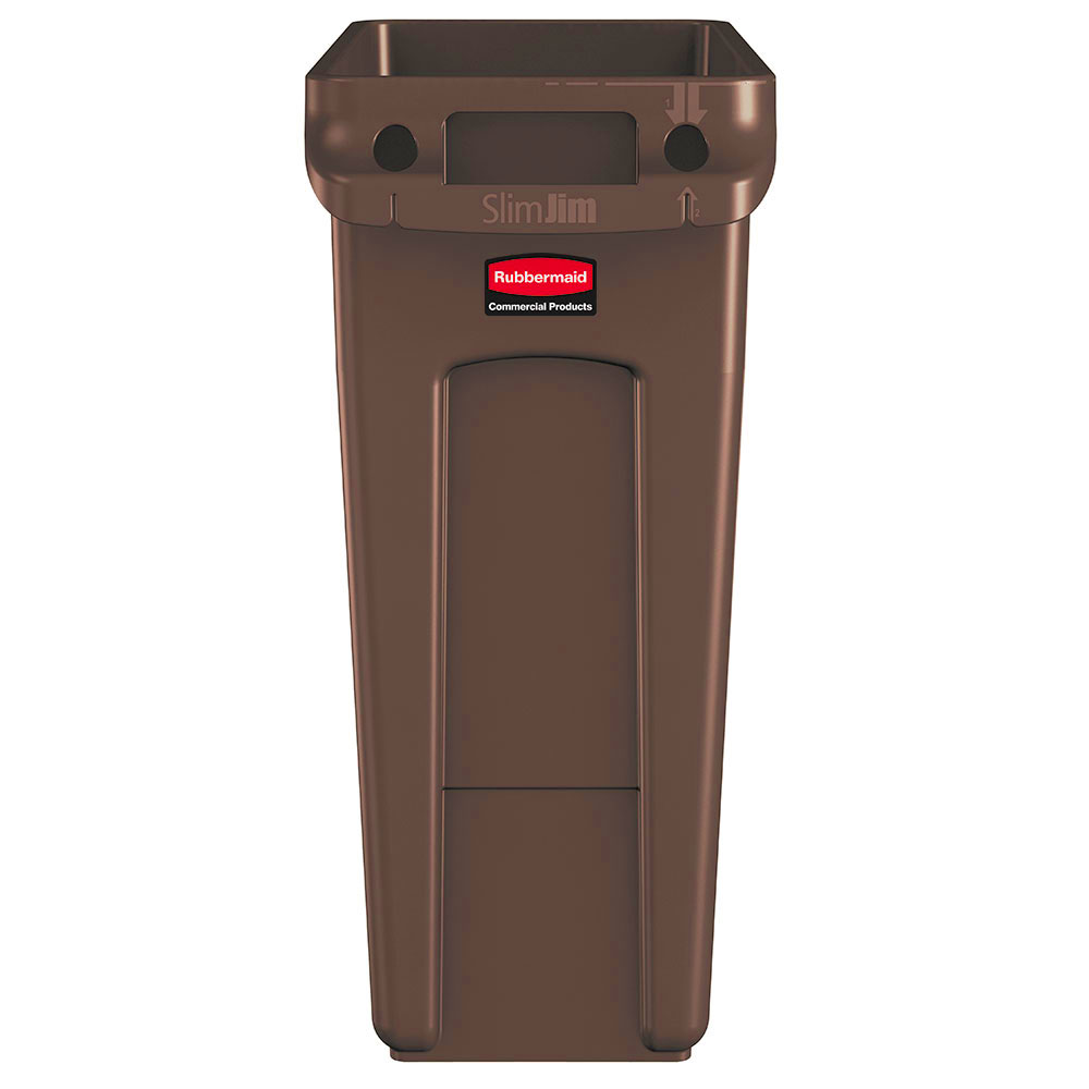 Abfallbehälter "Slim Jim" mit Lüftungskanälen, 60 Liter, braun
