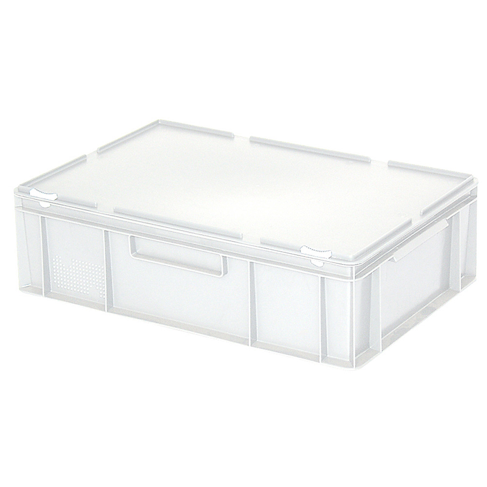 Euro-Aufbewahrungsbox mit Deckel, LxBxH 600x400x180 mm, 33 Liter, weiß 