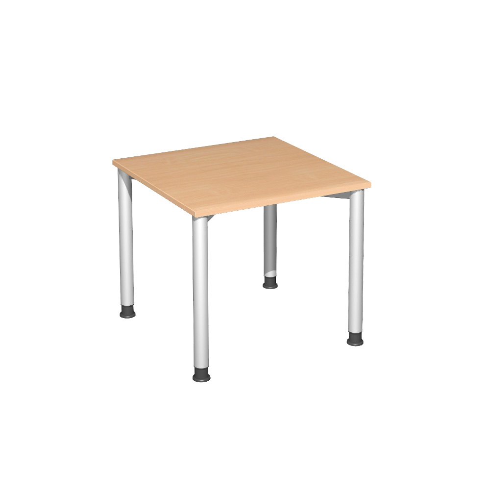 Schreibtisch Komfort, Gestell silber, Dekor Buche, BxTxH 800x800x720 mm
