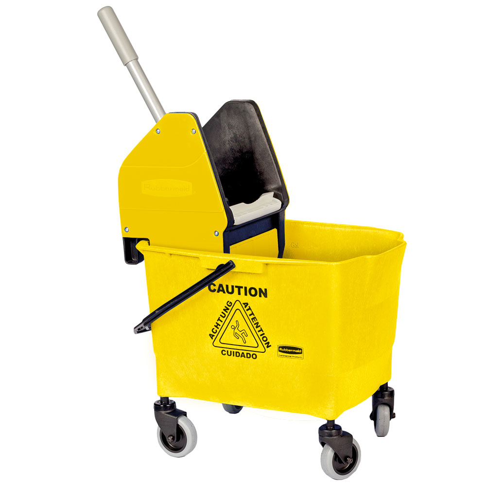 Reinigungswagen mit Mopp-Presse, gelb