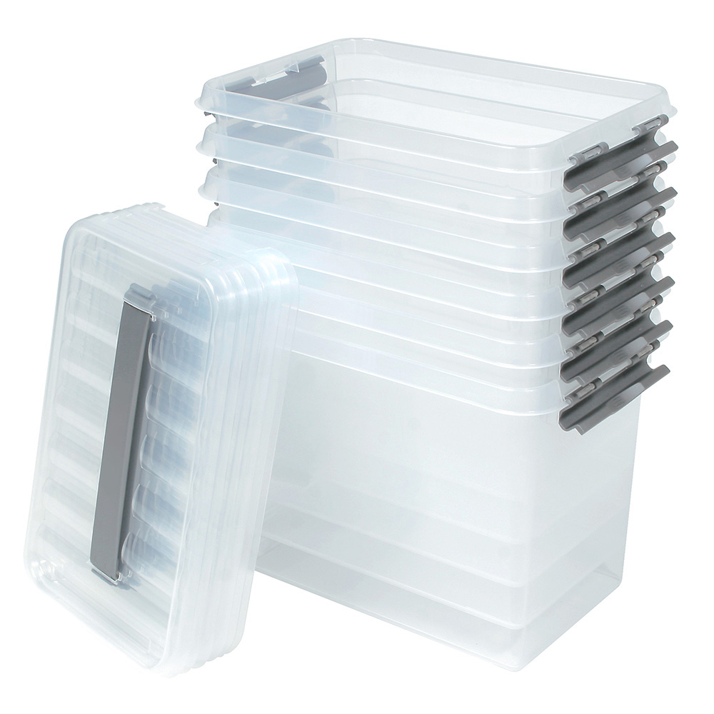 Clipbox mit Deckel, Inhalt 9 Liter, LxBxH 300x200x220 mm, Polypropylen (PP), transparent