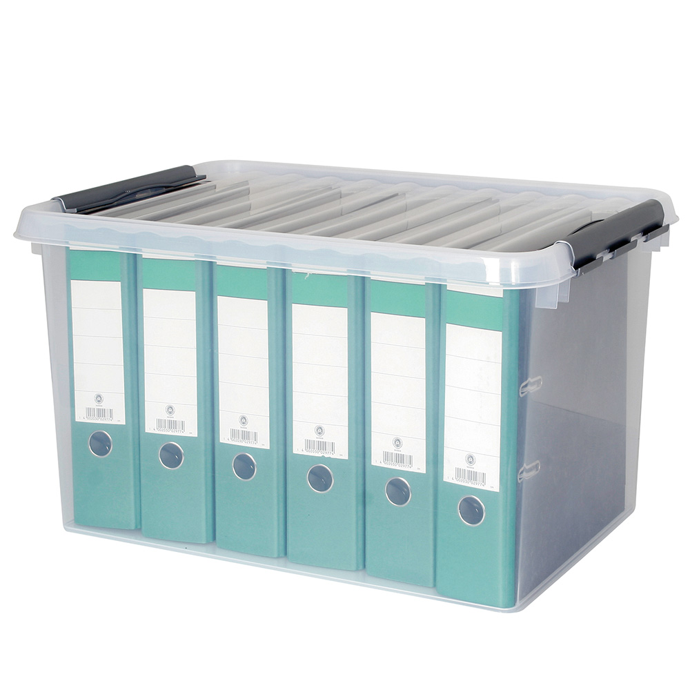 Ordnerboxen-Set mit Deckel, Inhalt 62 Liter, LxBxH 600x400x340 mm, Polypropylen transparent (VE=2 Stück)