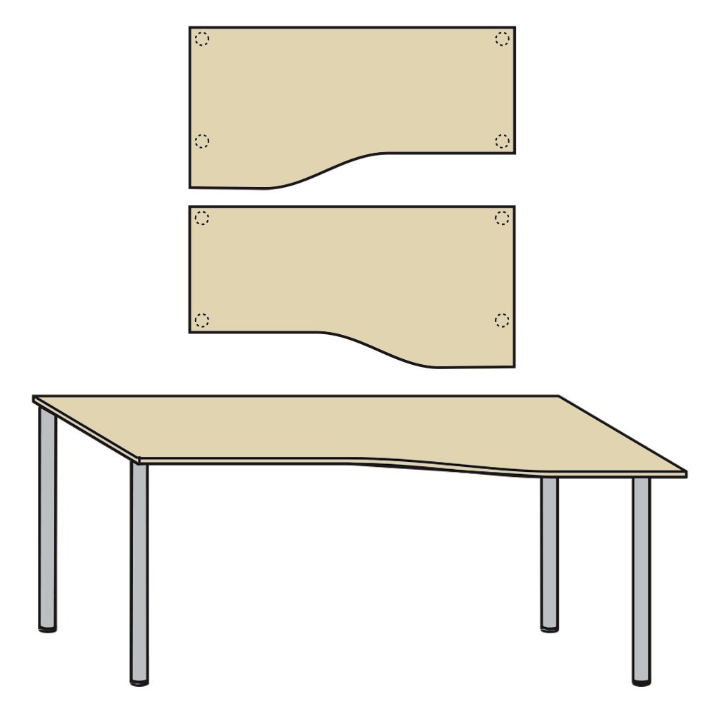 EDV-Tisch mit Quadratrohr-Füßen, Farbe silber, Ahorn, BxTxH 1800x800/1000x680-760 mm