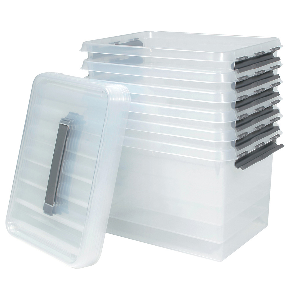 Clipbox mit Deckel, Inhalt 22 Liter, LxBxH 400x300x260 mm, Polypropylen (PP), transparent