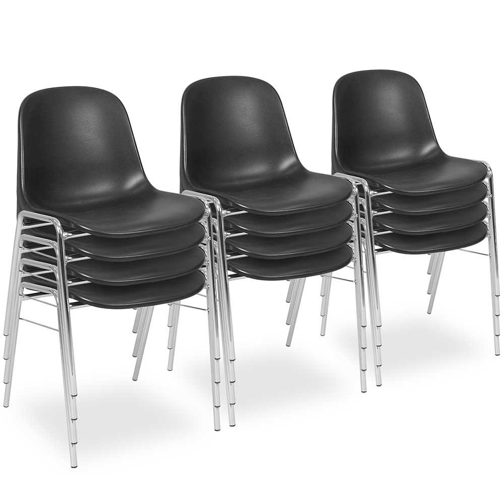12er-Set Formschalenstühle mit verchromten Gestell, stapelbar, BxTxH 495x520x770 mm 