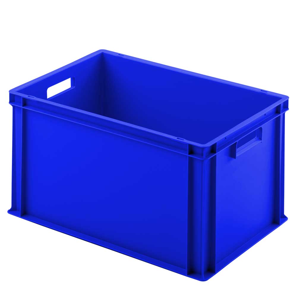 Euro-Stapelbehälter mit 2 Durchfassgriffen, LxBxH 600x400x320 mm, blau