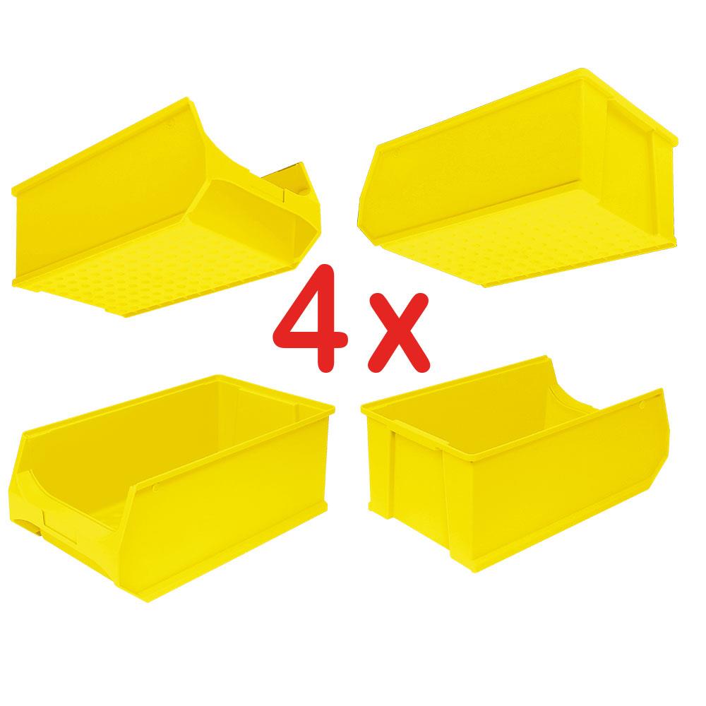 4x Sichtbox PROFI LB 2, gelb, Inhalt 21,8 Liter, LxBxH 500x300x200 mm, innen 425x270x190 mm