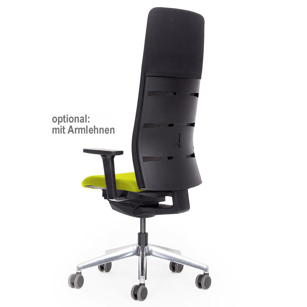 Bürodrehstuhl "Agilis Matrix MT14" mit Nackenkissen, Netzrücken schwarz, Sitzpolster gelbgrün, belastbar bis 120 kg