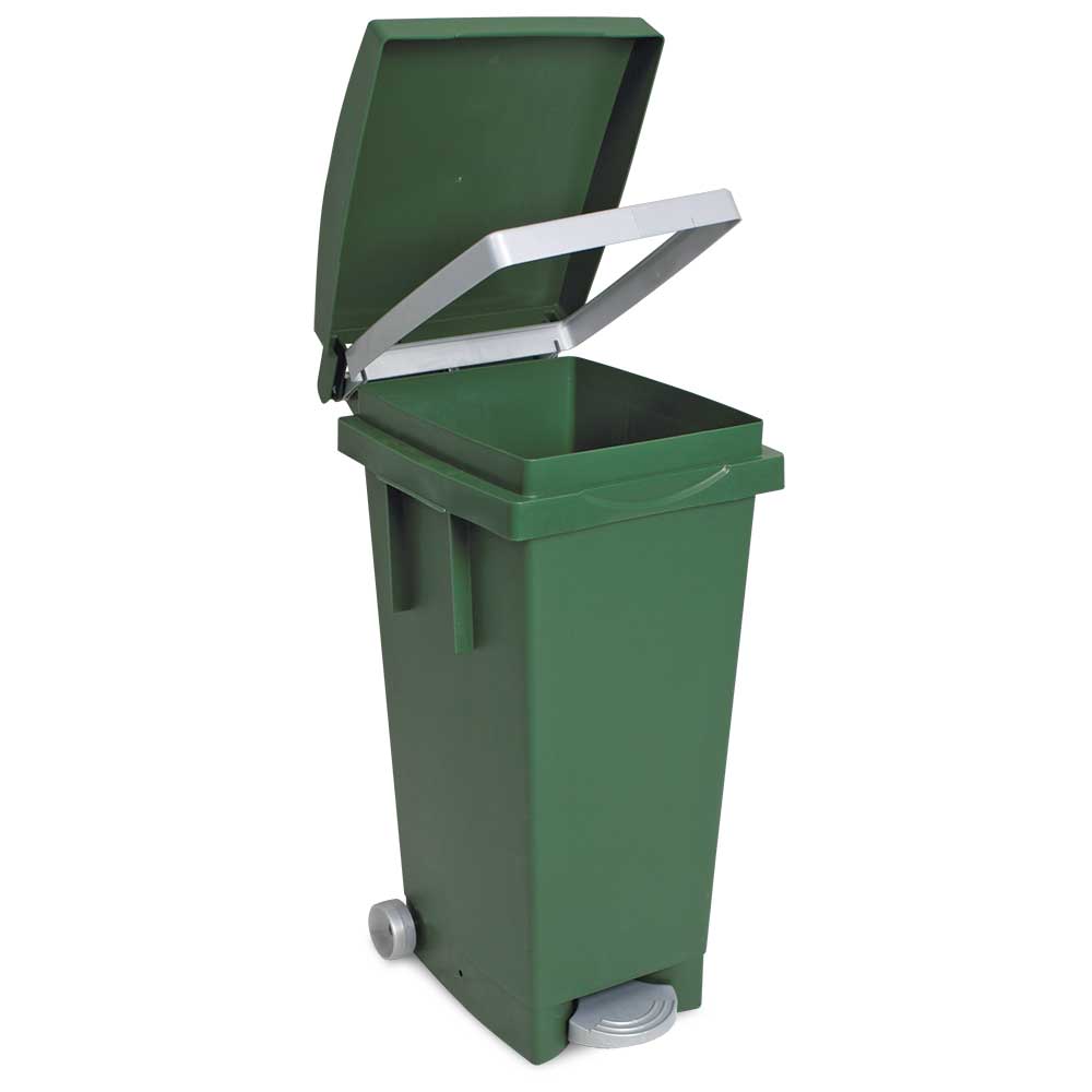 Tret-Abfallbehälter mit Rollen, BxTxH 370 x 510 x 790 mm, Inhalt 80 Liter, grün
