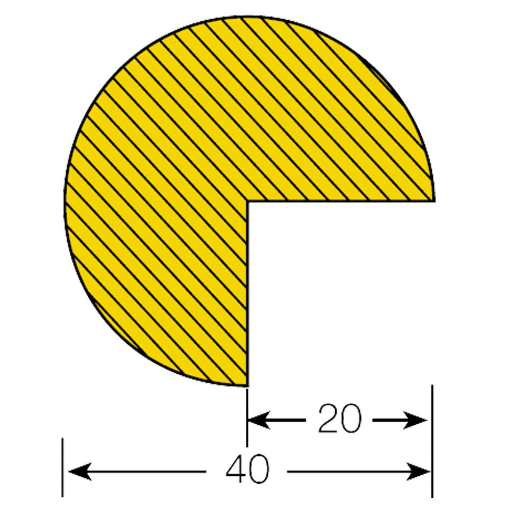 Kantenschutz Kreis, selbstklebend, Profil 40x40 mm, Länge: 1000 mm, Farbe gelb/schwarz