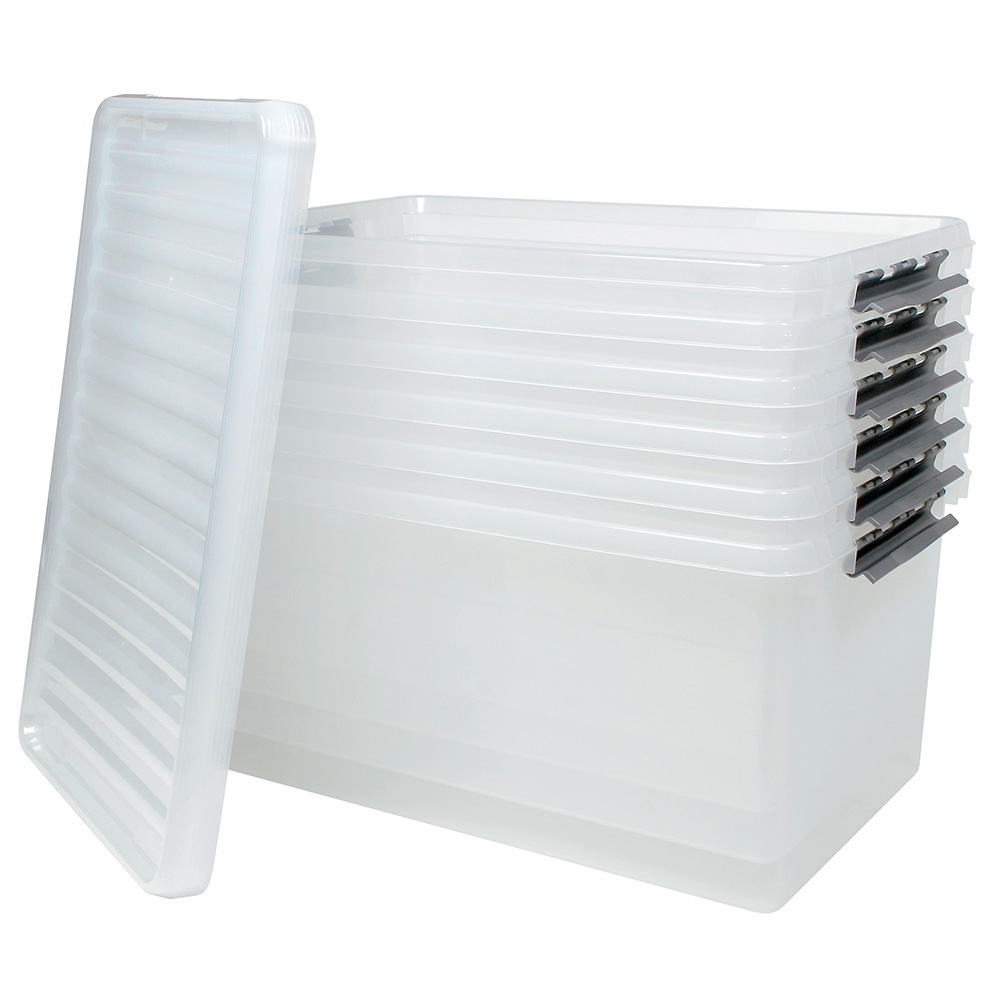 Clipbox mit Deckel, Inhalt 120 Liter, LxBxH 800x500x380 mm, Polypropylen (PP), transparent
