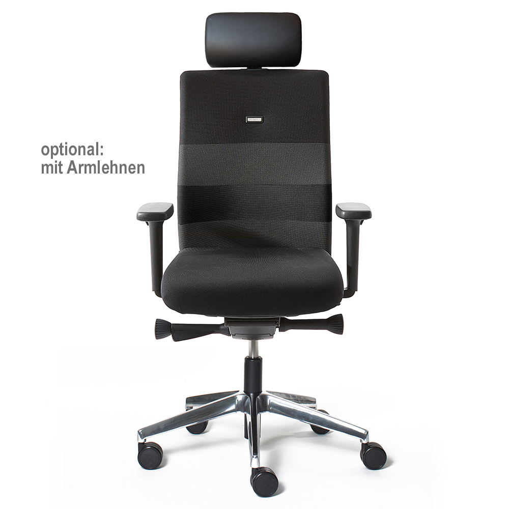 Bürodrehstuhl "Agilis AG10" mit Kopfstütze, Polster schwarz gestreift, belastbar bis 120 kg