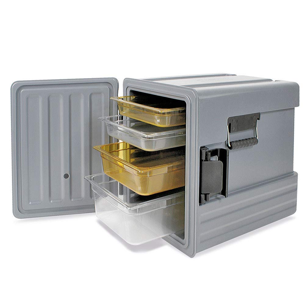 Isolier-Transportbox, -40° bis +100°C, Frontlader, 12 Einschübe, 83 Liter, grau, LxBxH 625x450x575 mm, Polyethylen (PE-HD/EPS)