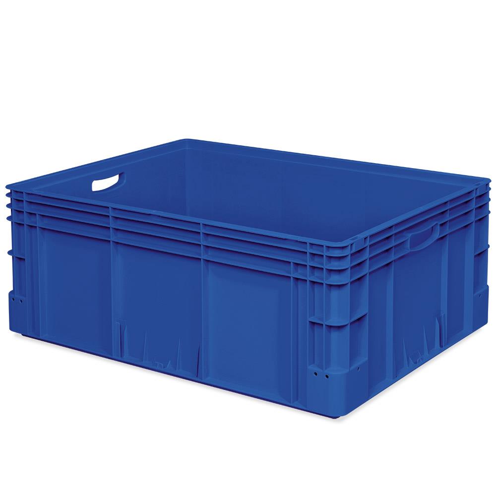 14 Schwerlastbehälter, geschlossen, LxBxH 800x600x320 mm, 136 Liter, 2 Durchfassgriffe, blau