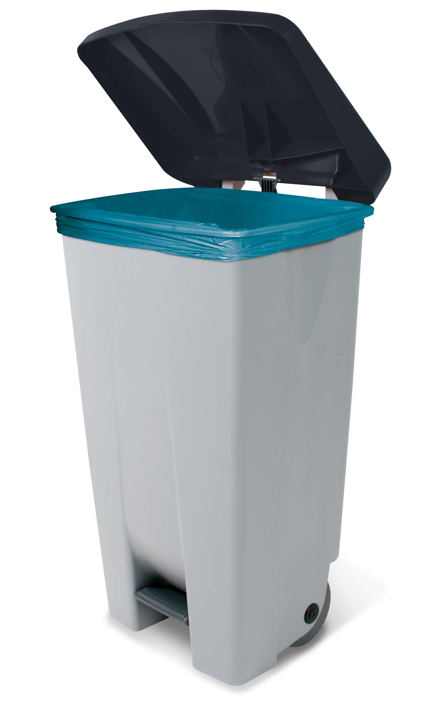 Tret-Abfallbehälter mit Rollen, PP, BxTxH 510x430x880 mm, 120 Liter, grau/schwarz
