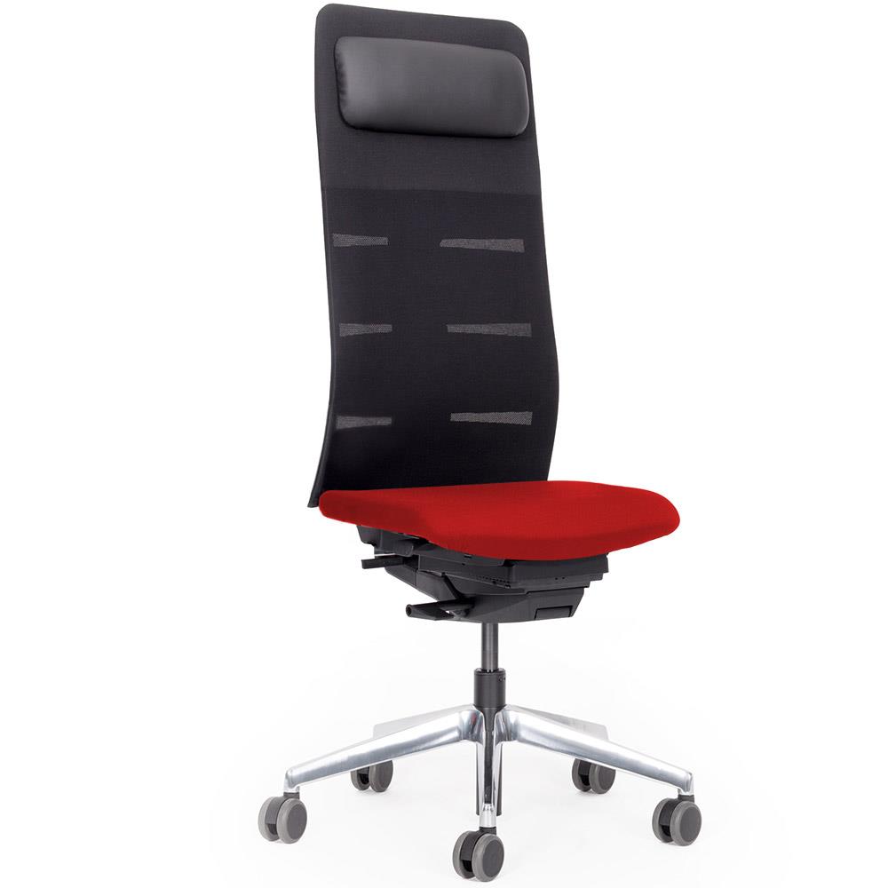 Bürodrehstuhl "Agilis Matrix MT14" mit Nackenkissen, Netzrücken schwarz, Sitzpolster rot, belastbar bis 120 kg