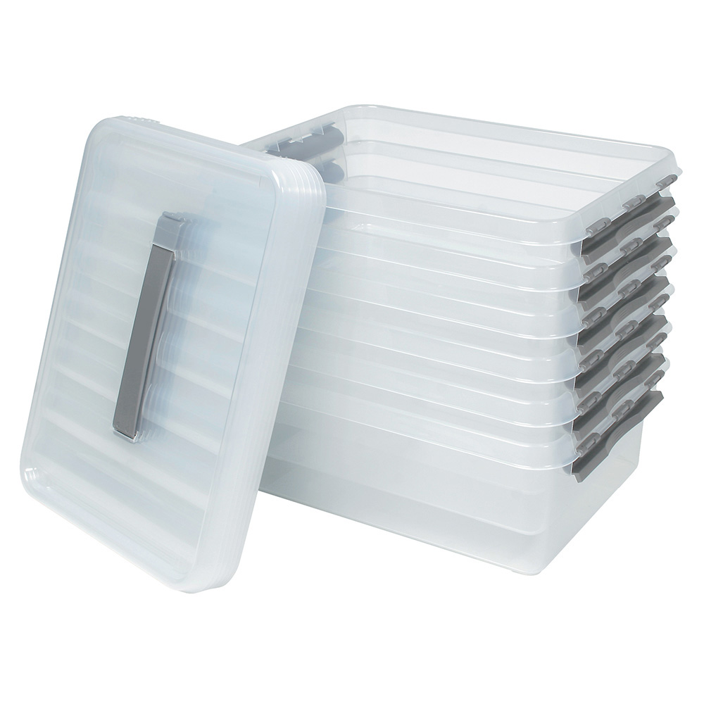 Clipbox mit Deckel, Inhalt 12 Liter, LxBxH 400x300x140 mm, Polypropylen (PP), transparent
