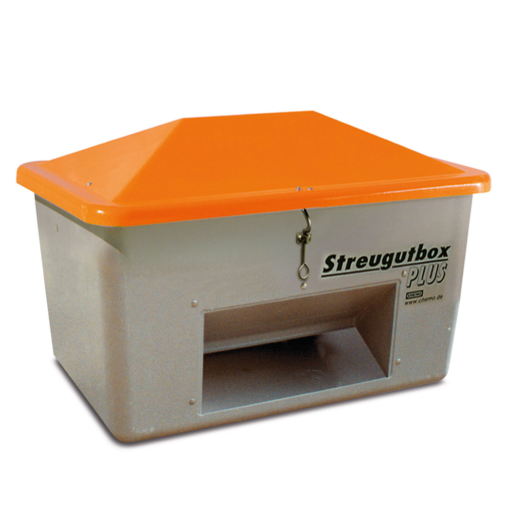 Streugut-Behälter, Volumen 1500 L, grau/orange, BxTxH 1840x1430x1040 mm,glasfaserverstärkter Kunstst. (GFK)